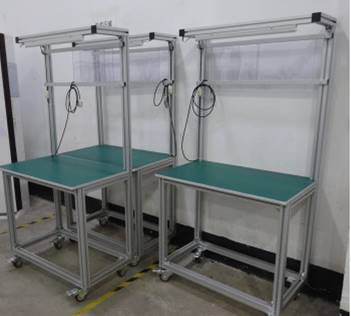 Pair of compact aluminium inspection tables